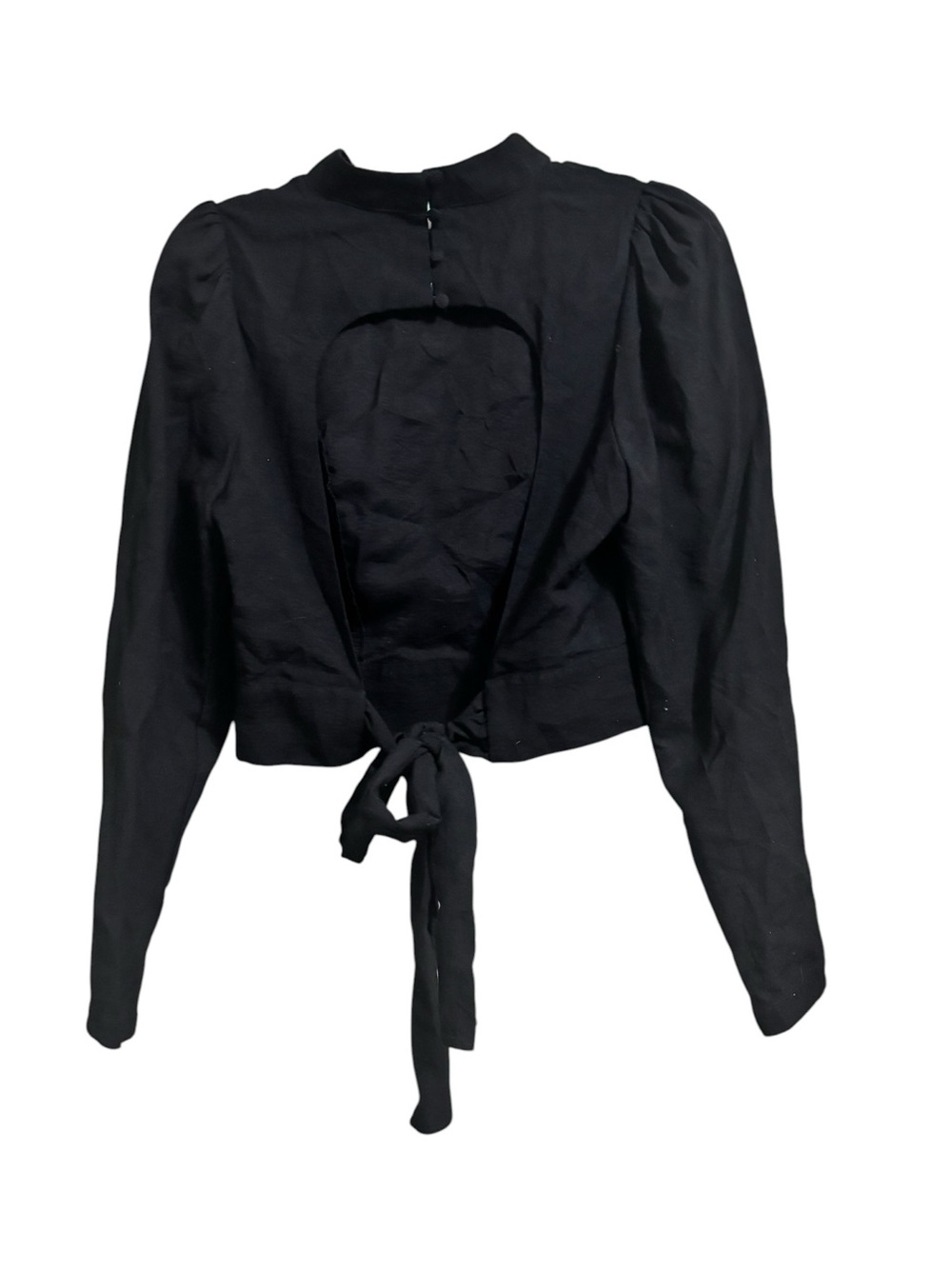 Anthropologie Sz 6 Maeve Open-Back Blouse Top Bow Tie back Black - Picture 4 of 5
